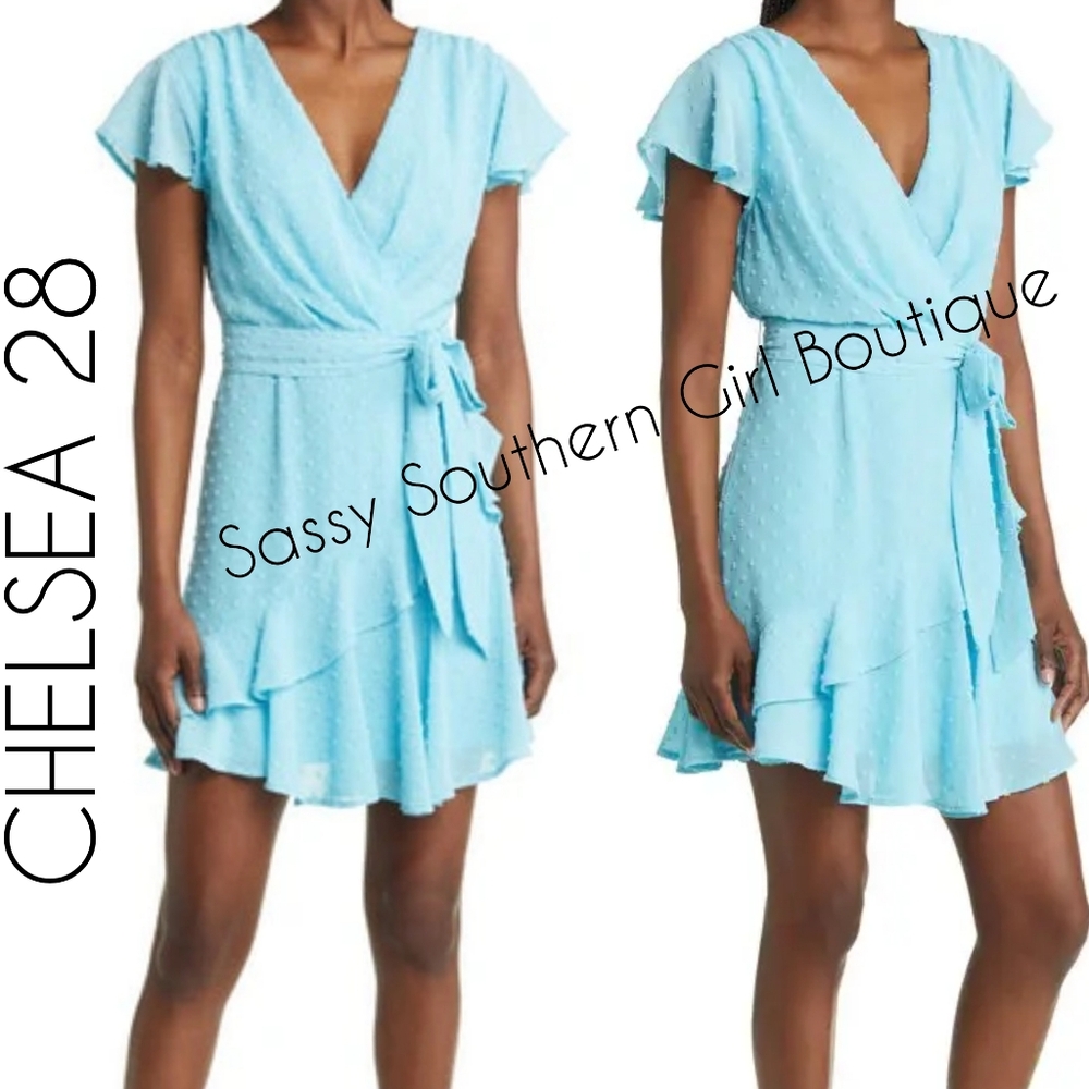 ⭐🆕 Chelsea 28 aqua ruffle mini dress